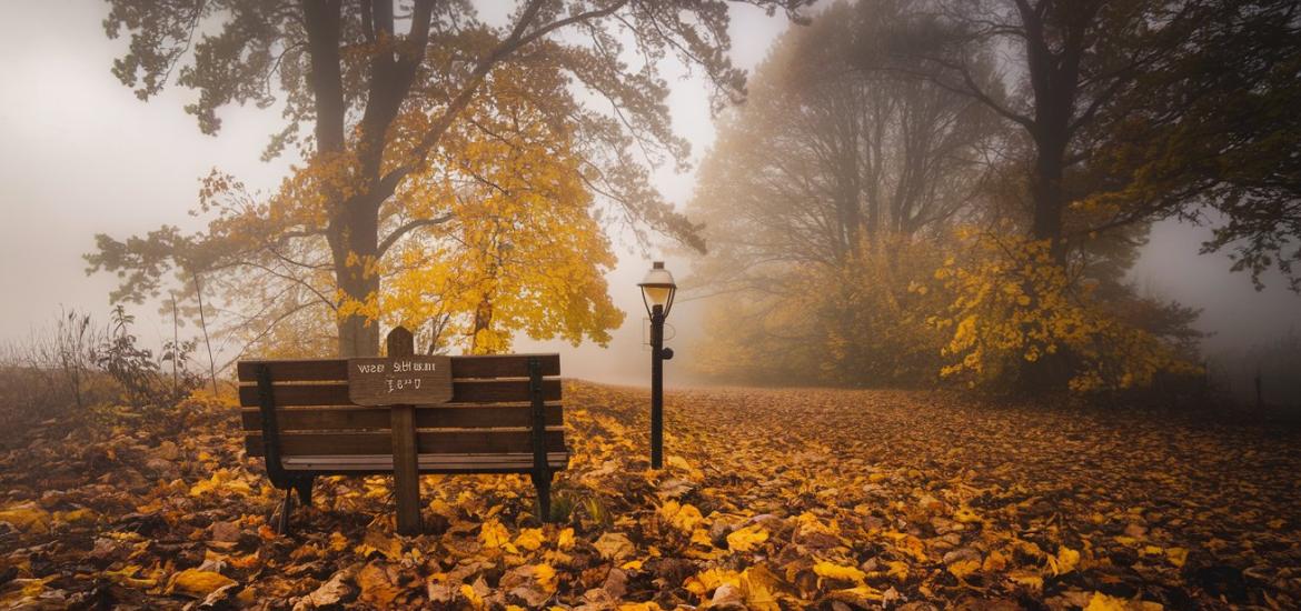 őszi táj paddal, köddel