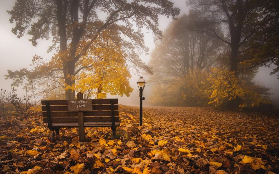 őszi táj paddal, köddel